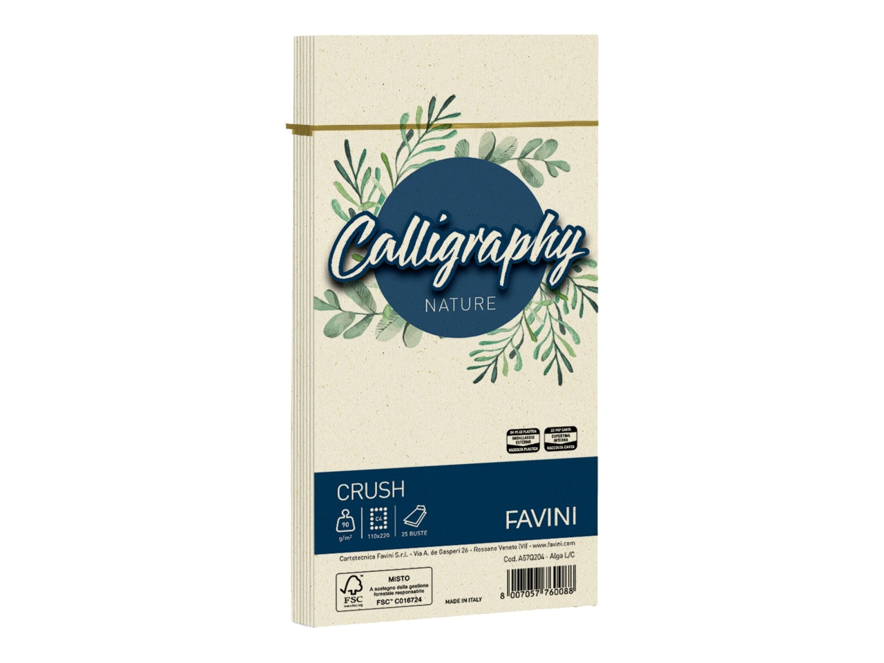 BUSTE CALLIGRAPHY CRUSH ALGA 11X22CM 90GR 25 PEZZI AVORIO