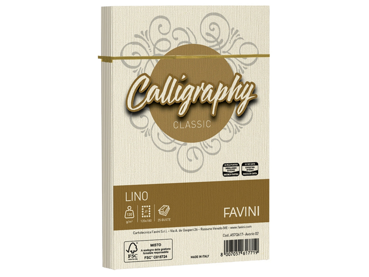 BUSTE CALLIGRAPHY LINO 12X18CM 120G. 25 PEZZI AVORIO