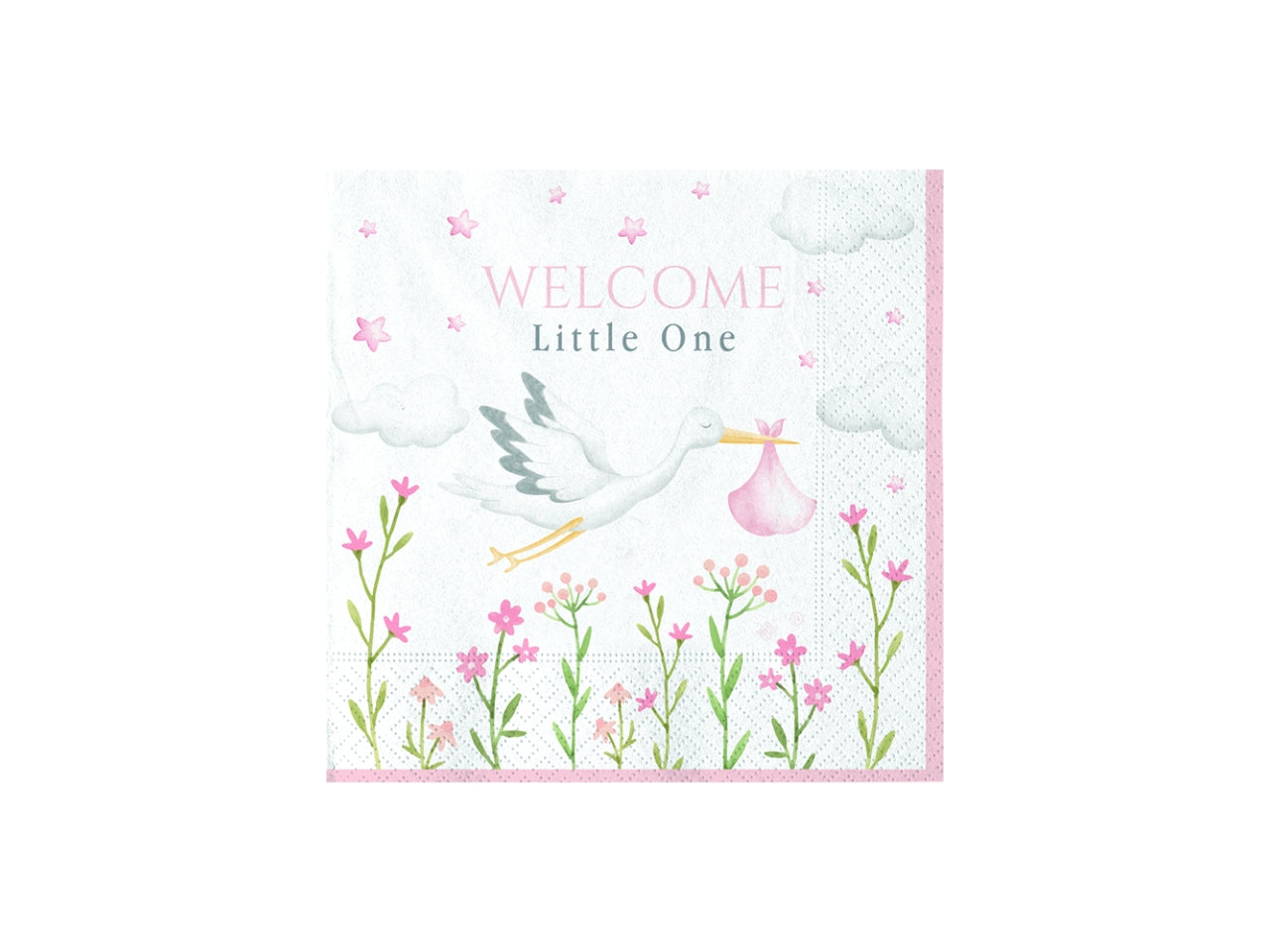 TOVAGLIOLI WELCOME LITTLE ONE PINK 25X25CM CONFEZIONE 16 PEZZI