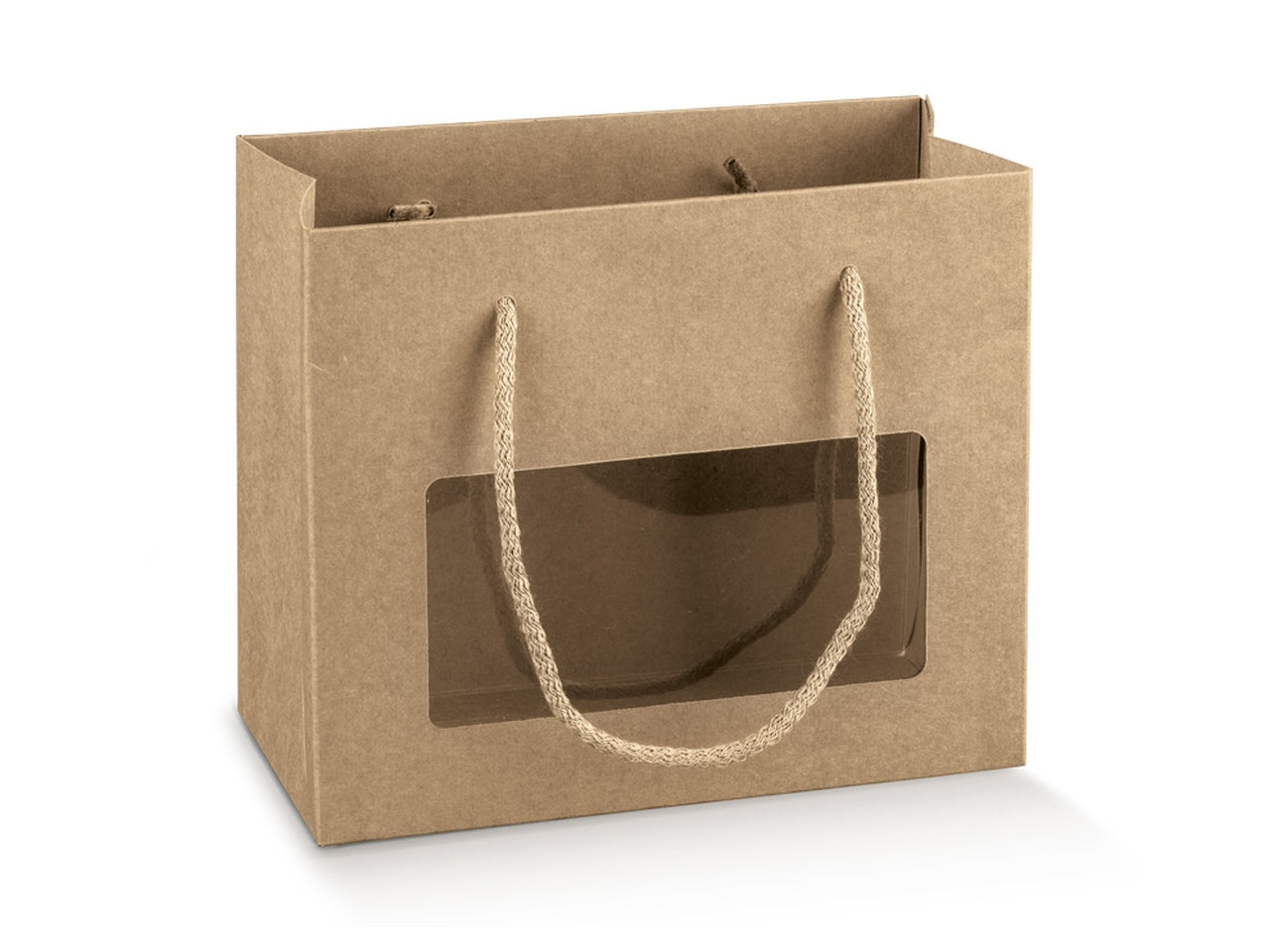 Shopper box avana con finestra in trasparente 16x8x14cm