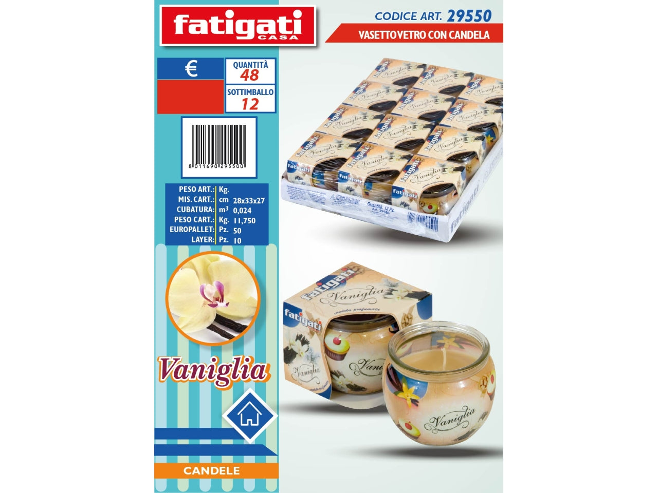 VASETTO VETRO CON CANDELA PROFUMAZIONE VANIGLIA