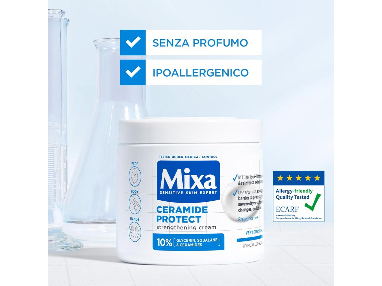 MIXA CERAMIDES CREMA CORPO IDRATANTE RINFORZANTE PER PELLI MOLTO SECCHE 400ML