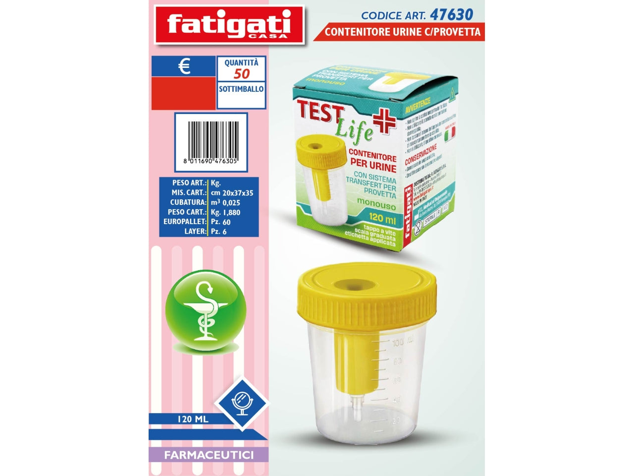 CONTENITORE URINE CON PROVETTA 120ML