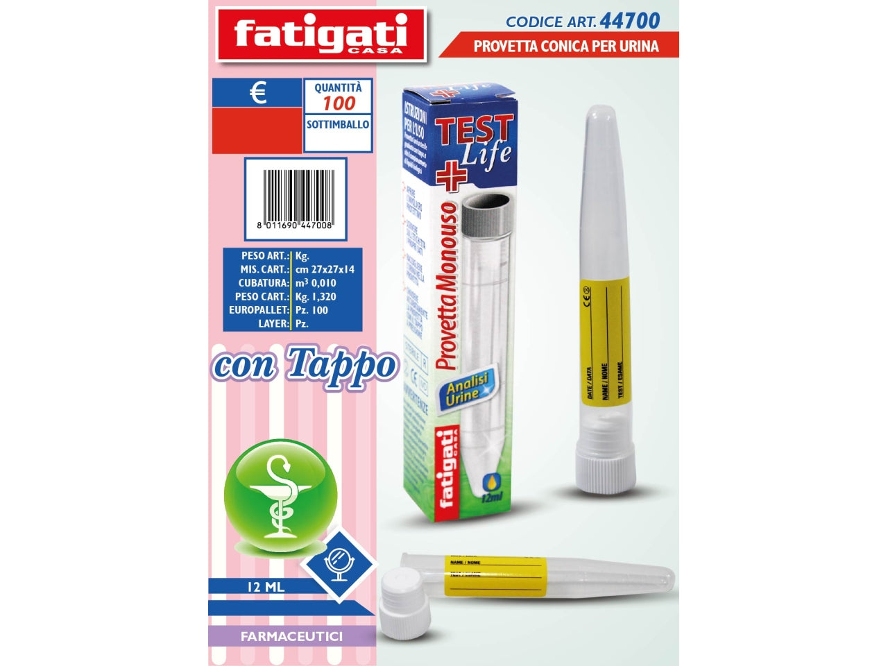 PROVETTA CONICA PER URINA CON TAPPO