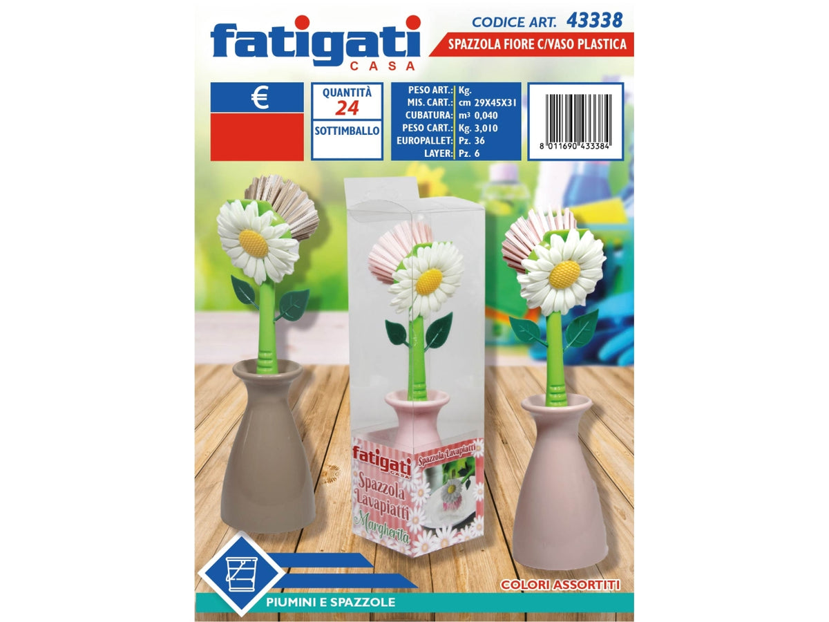 SPAZZOLA LAVAPIATTI FIORE CON VASO