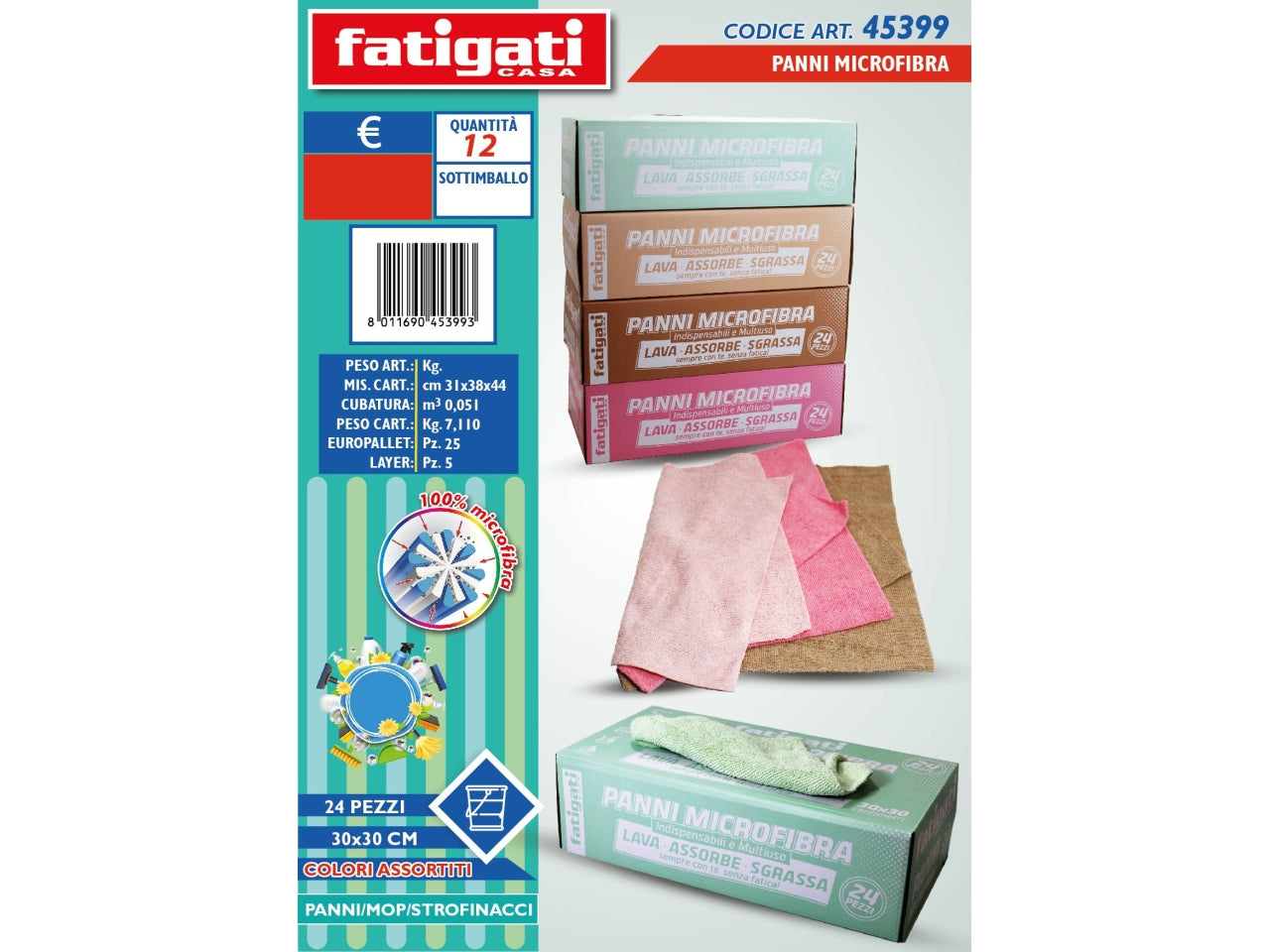 PANNI MICROFIBRA 30X30CM CONFEZIONE 24 PEZZI