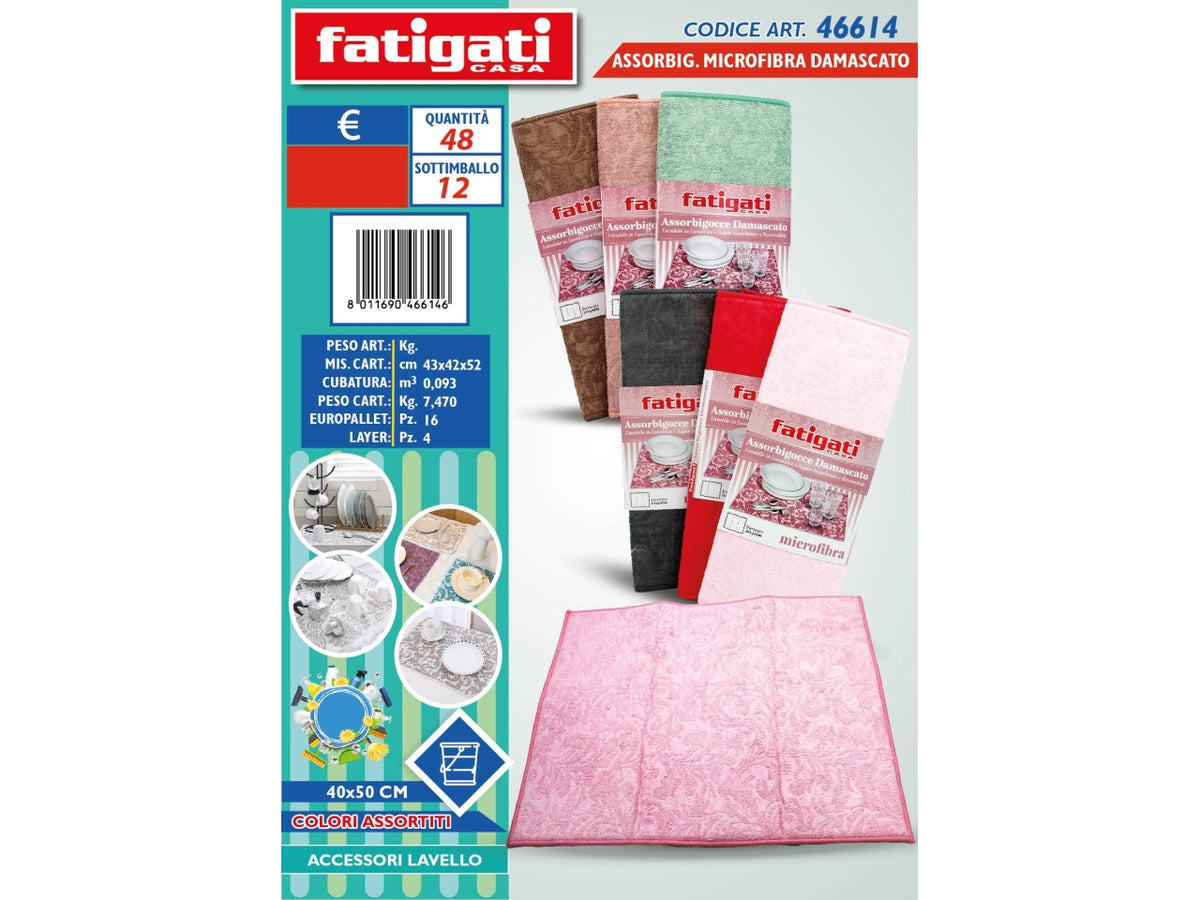 TAPPETINO ASSORBIGOCCE IN MICROFIBRA DAMASCATO