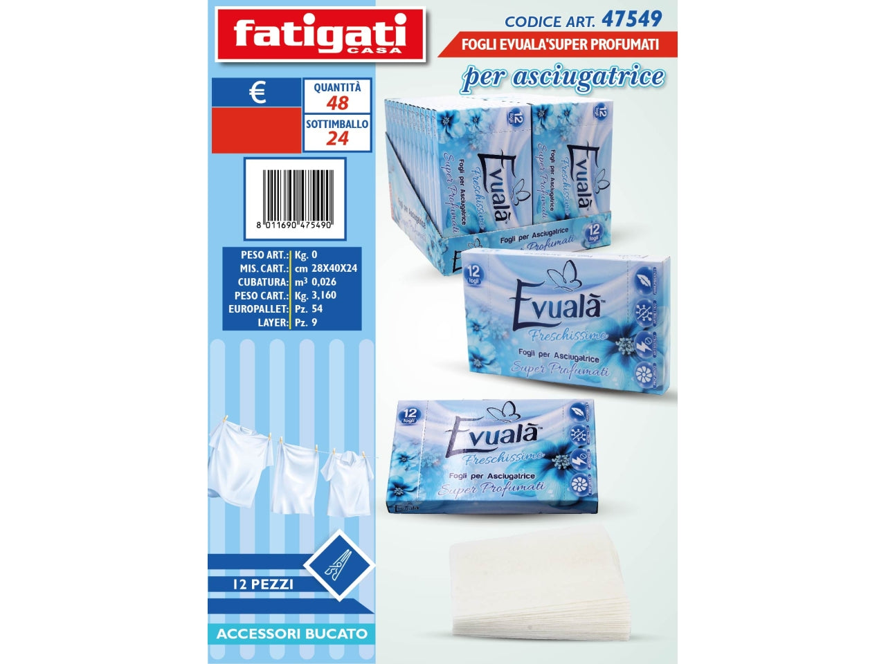 FOGLI PROFUMATI EVUALA' PER ASCIUGATRICE $