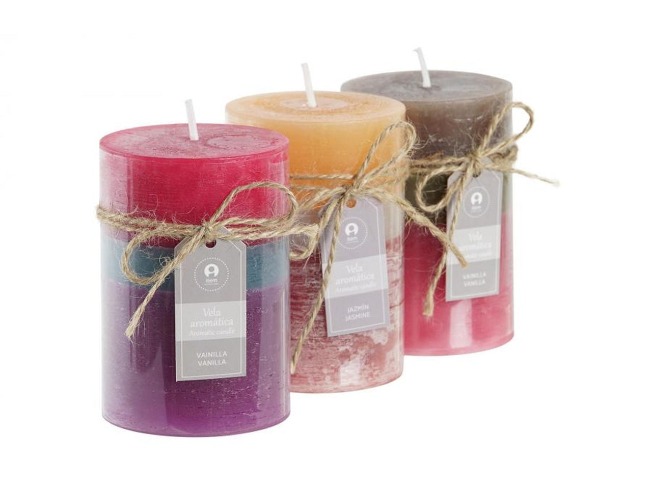 Candela cera 55 ore 6,8x6,8x10cm in 3 modelli assortiti