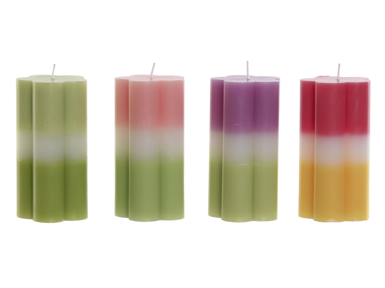 Candela cera a forma di fiore 470gr 7x7x14cm multicolore