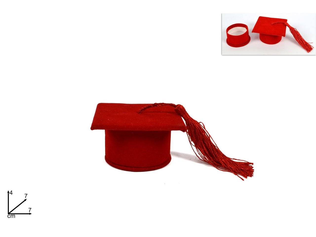 Scatola cappello laurea rosso