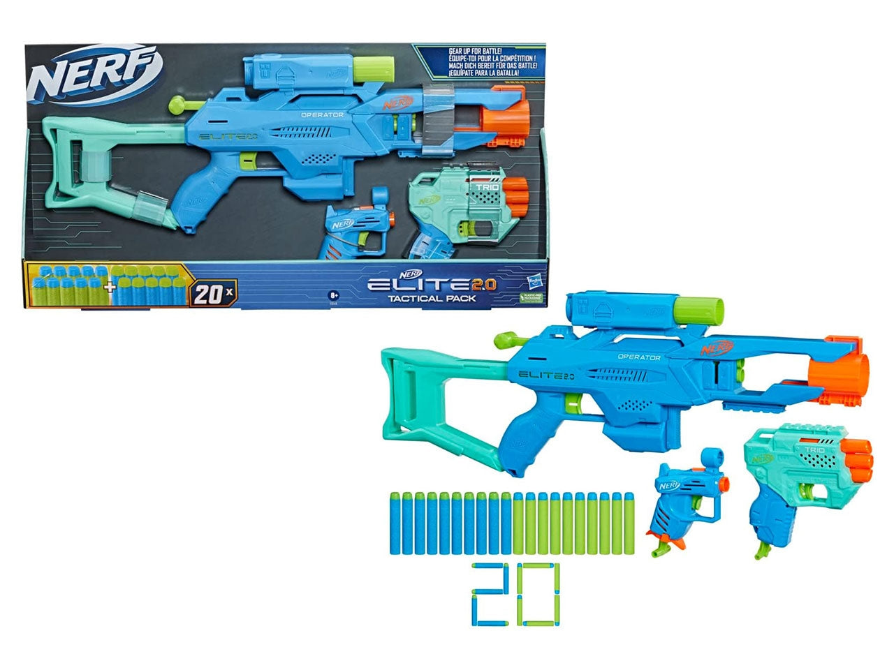 Nerf elite 2,0 tactical pack set di 3 balestre e 20 dardi nerf elite