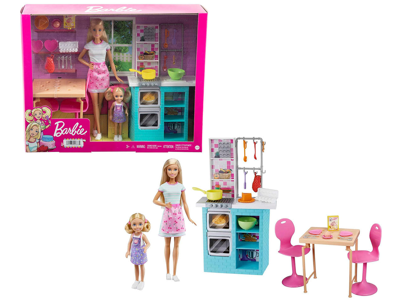 Barbie e chelsea in cucina con accessori
