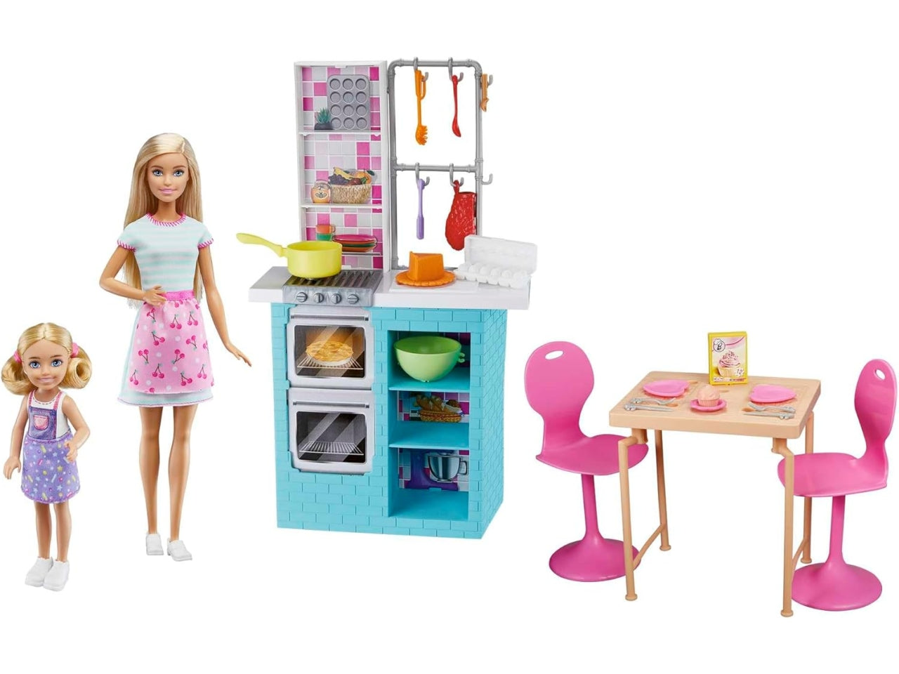 Barbie e chelsea in cucina con accessori