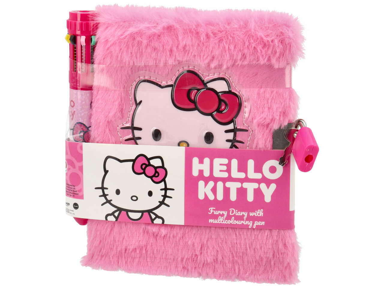 Hello kitty fluffy agendina con penna multicolor