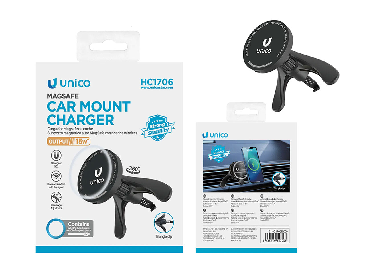 Supporto per auto con ricarica wireless Magsafe Air Vent 15W