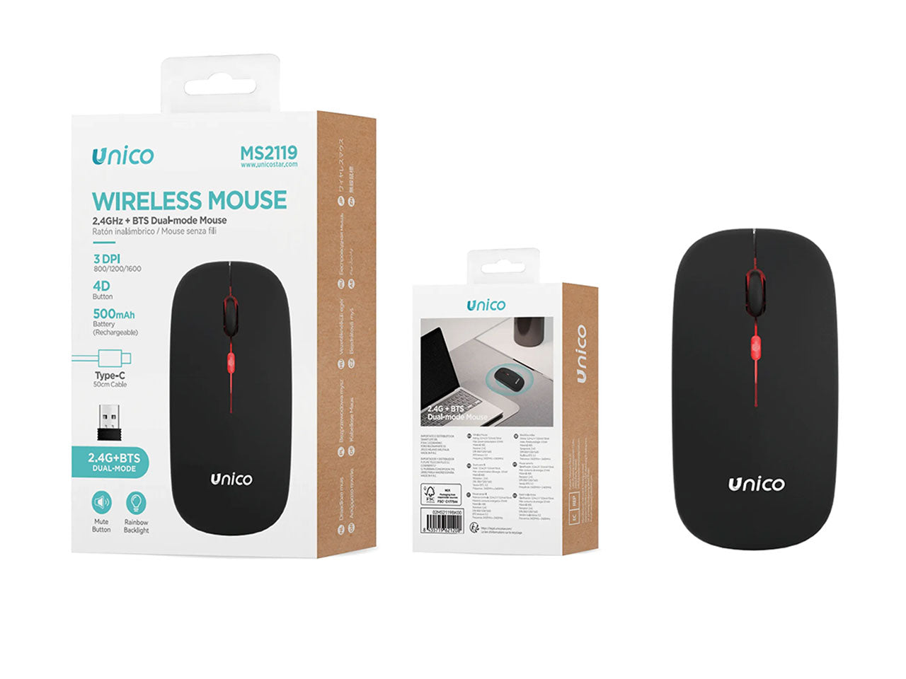Mouse luminoso 4D a doppia modalitÃ