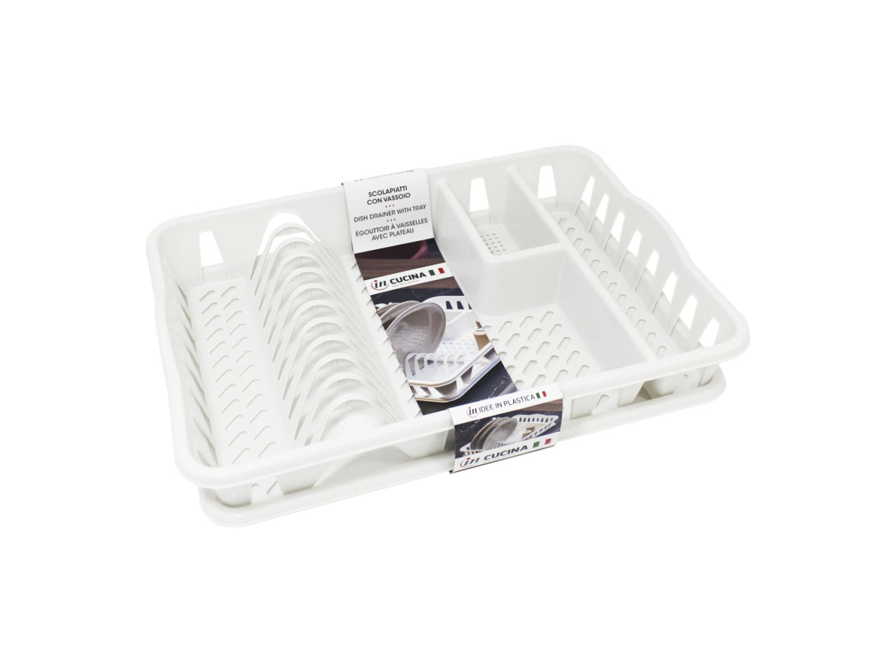 Scolapiatti con vassoio colore bianco