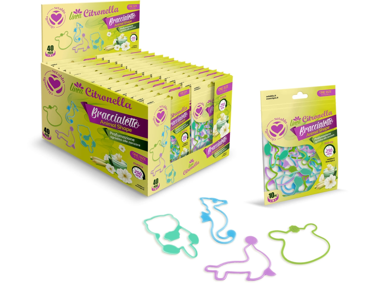 Bracciale citronella confezione da 10 bracciali a forma di animaletto