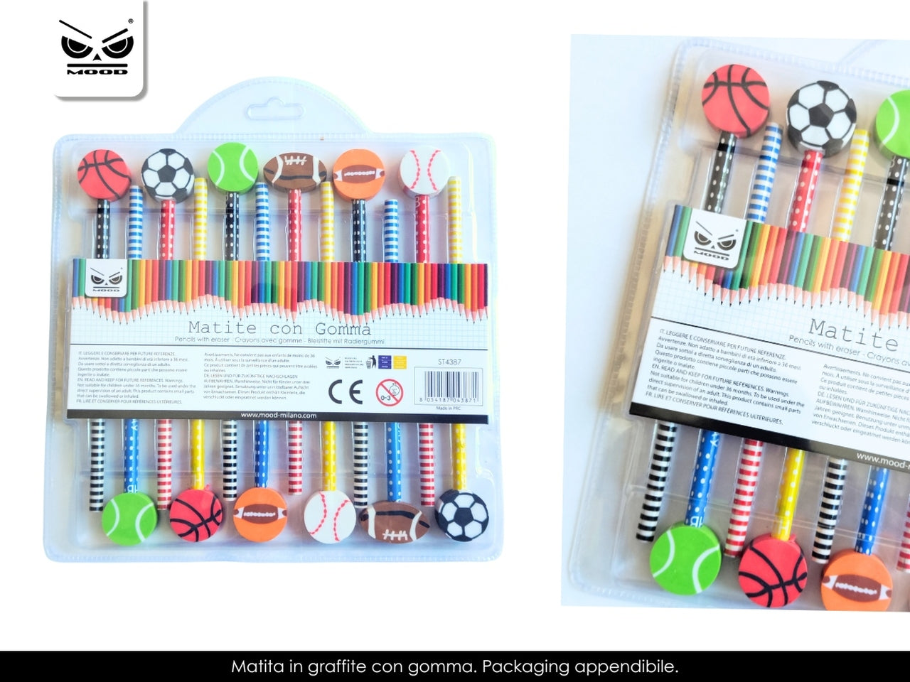 matite con gomma sport Set 12 matite