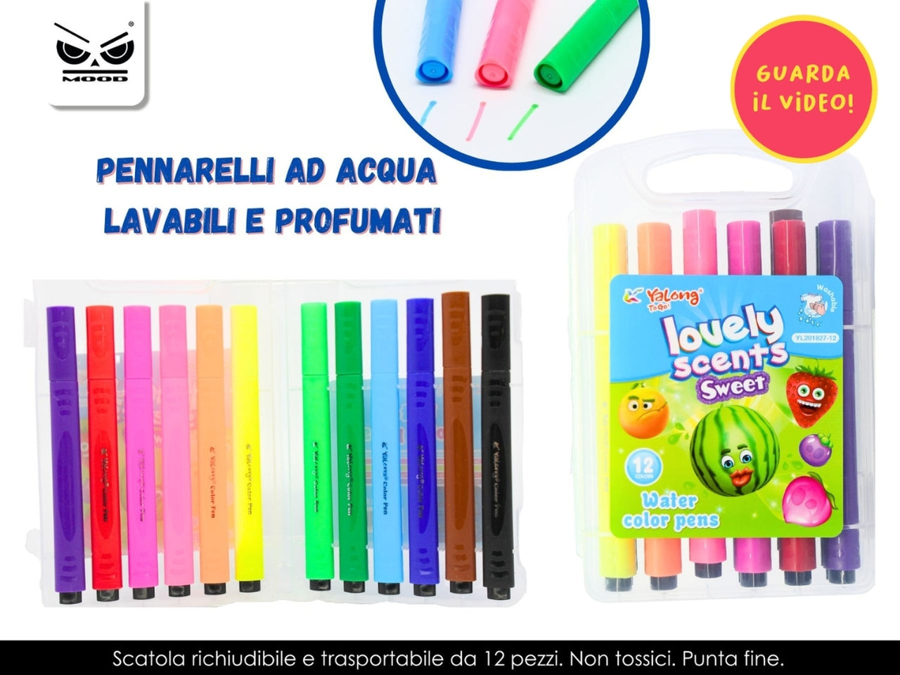 Pennarelli ad acqua profumati set 12 colori