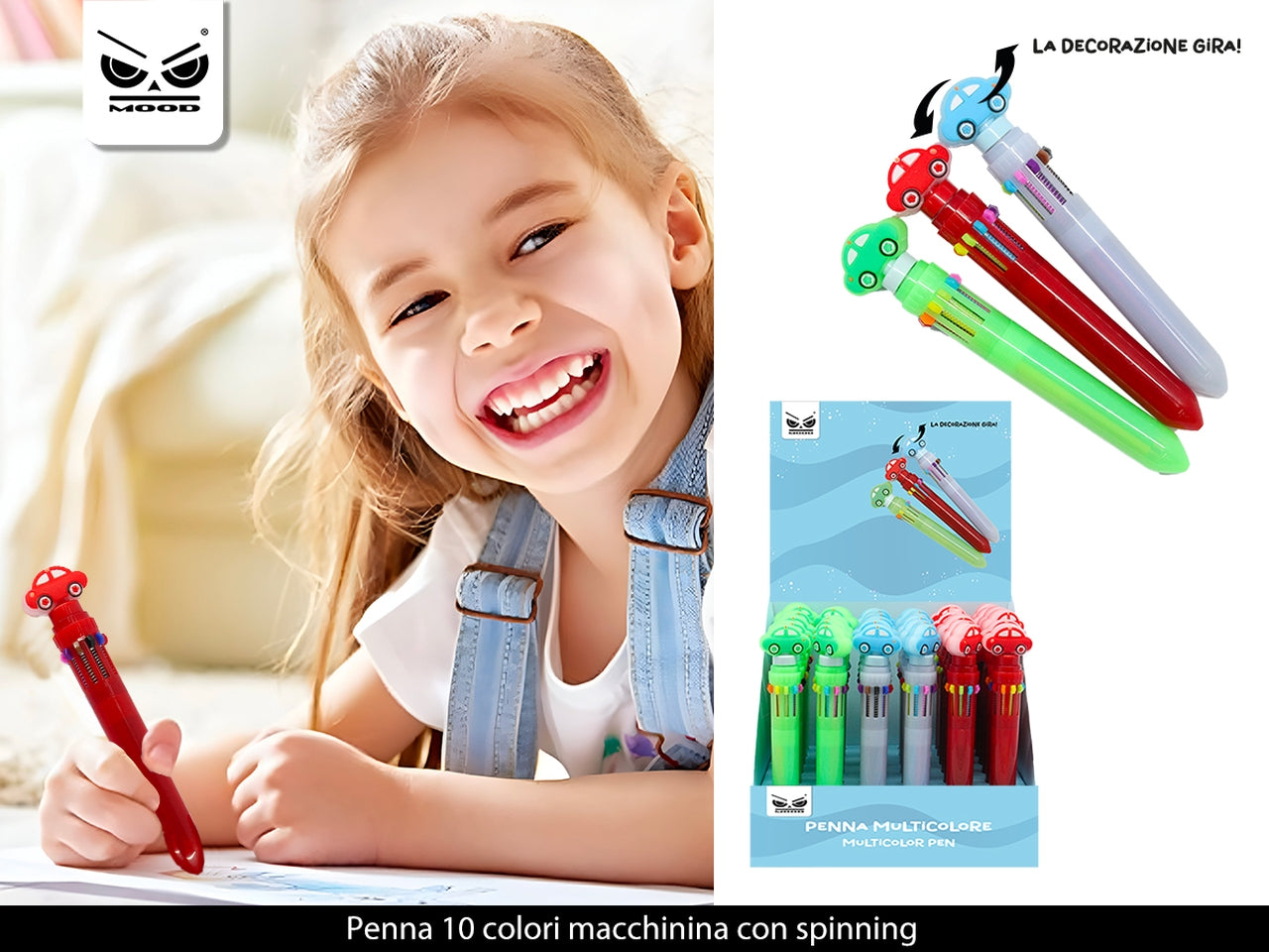 Penna 10 colori macchinina con spinning