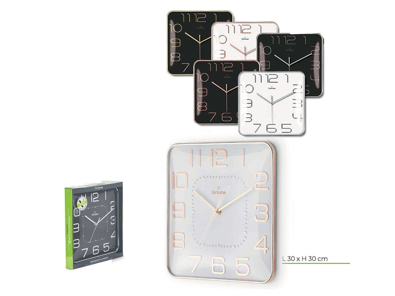 Orologio da parete 30x30cm i 6 assortimenti