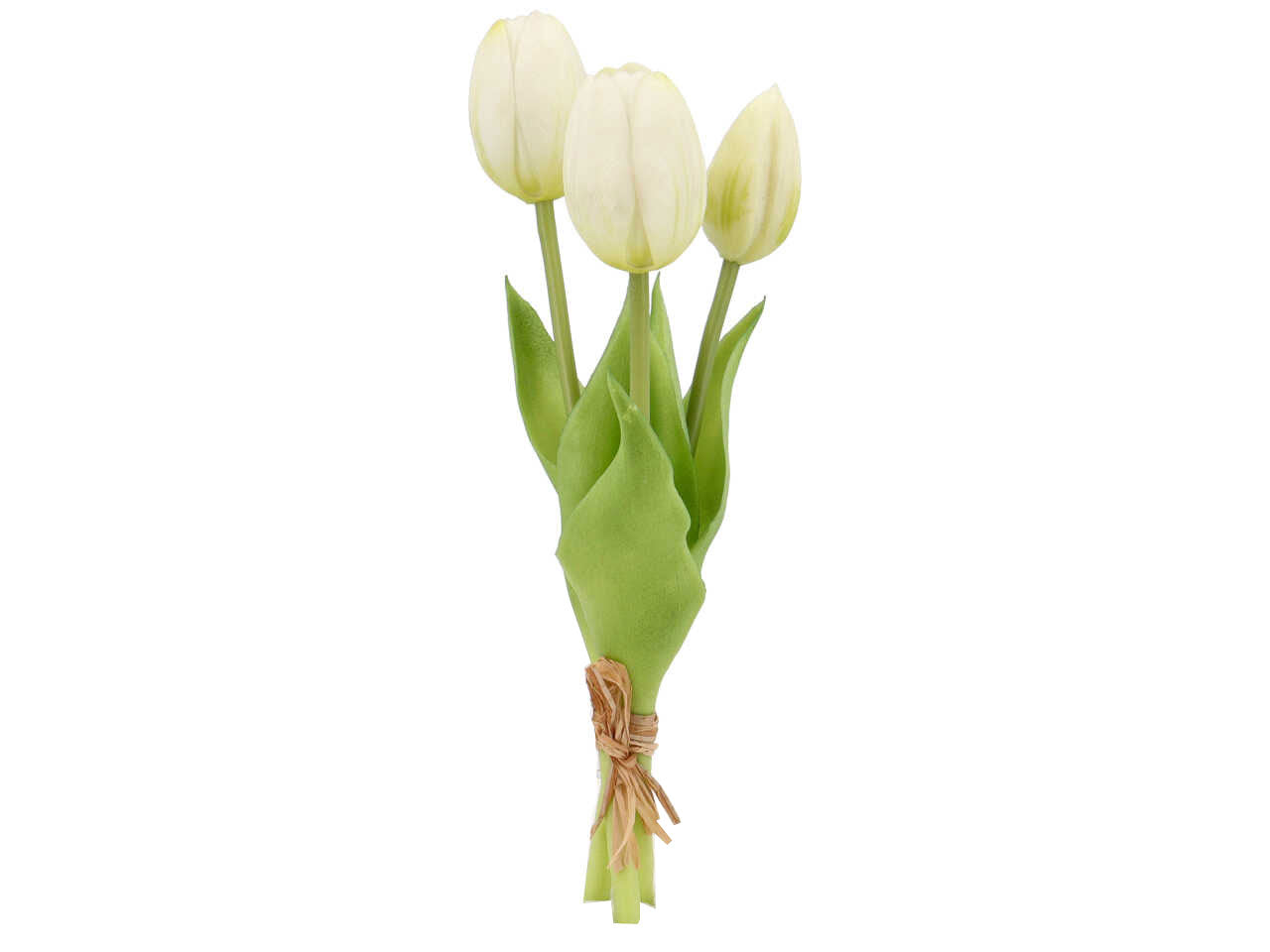 Mazzetto corto tulipani con 2 fiori e 1 bocciolo bianco