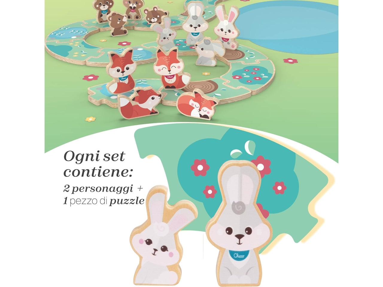 Chicco gioco legno set 2 conigli papa'