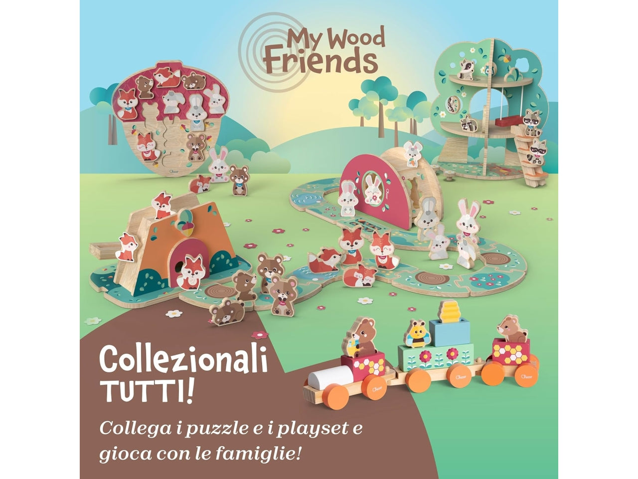 Chicco gioco legno set 2 orsetti papa'