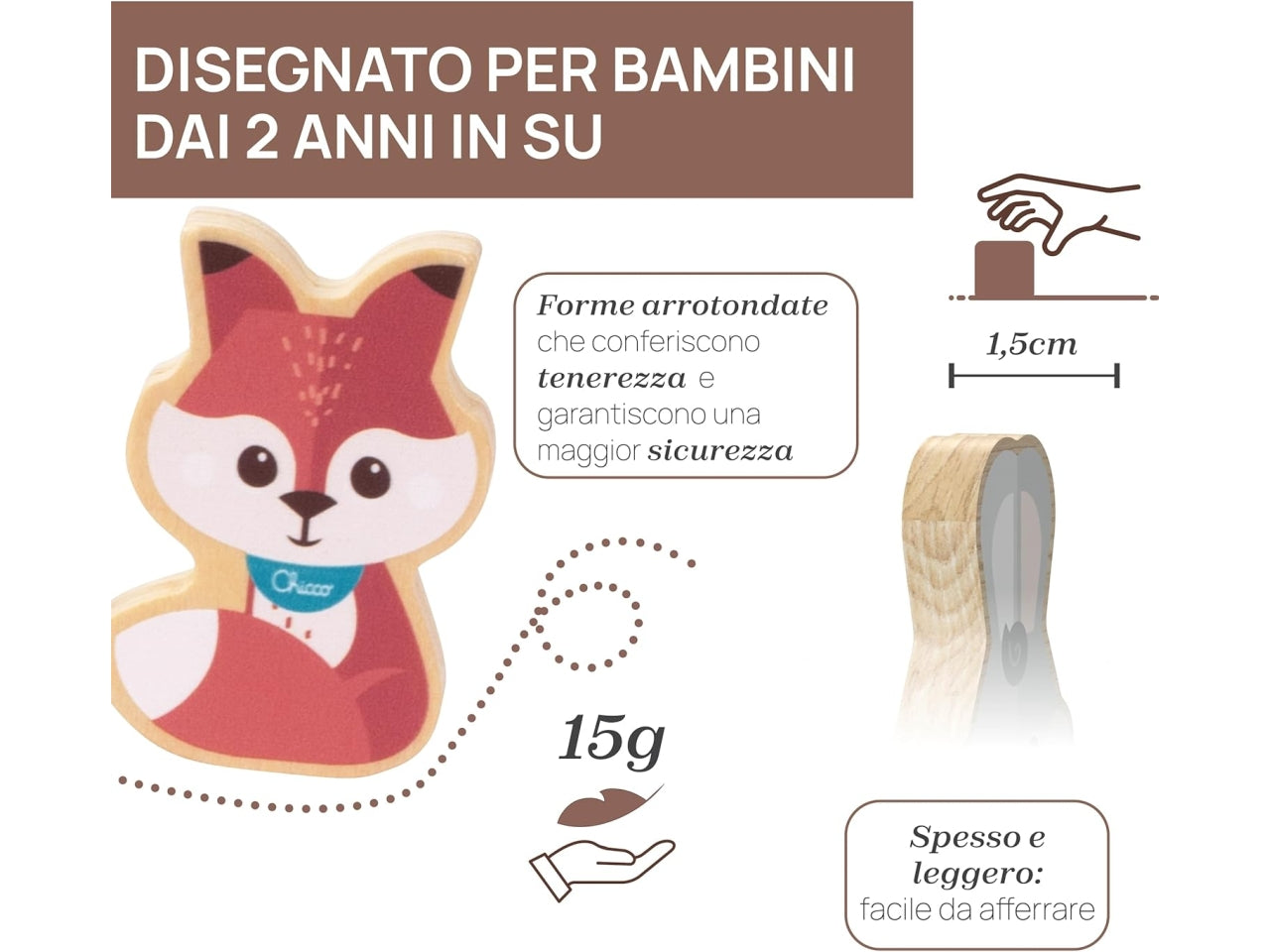 Chicco gioco legno set 2 volpi papÃ