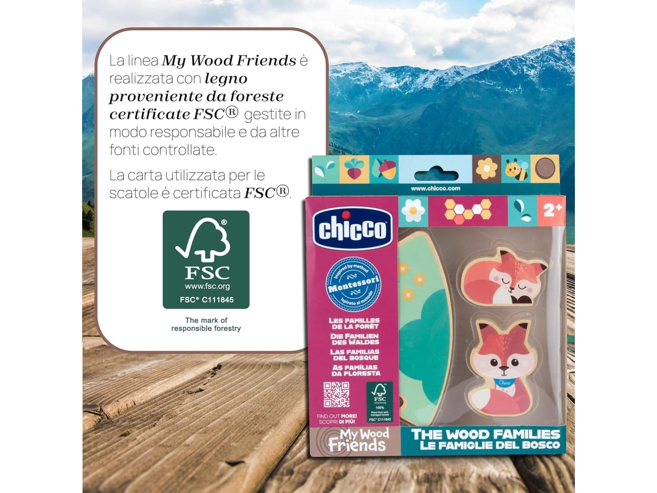 Chicco gioco legno set 2 volpi papÃ