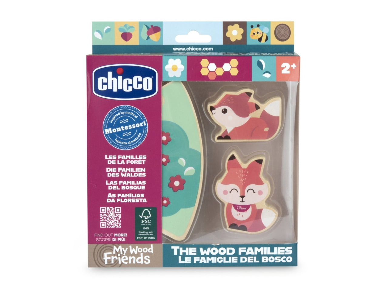 Chicco gioco legno set 2 volpi mamma