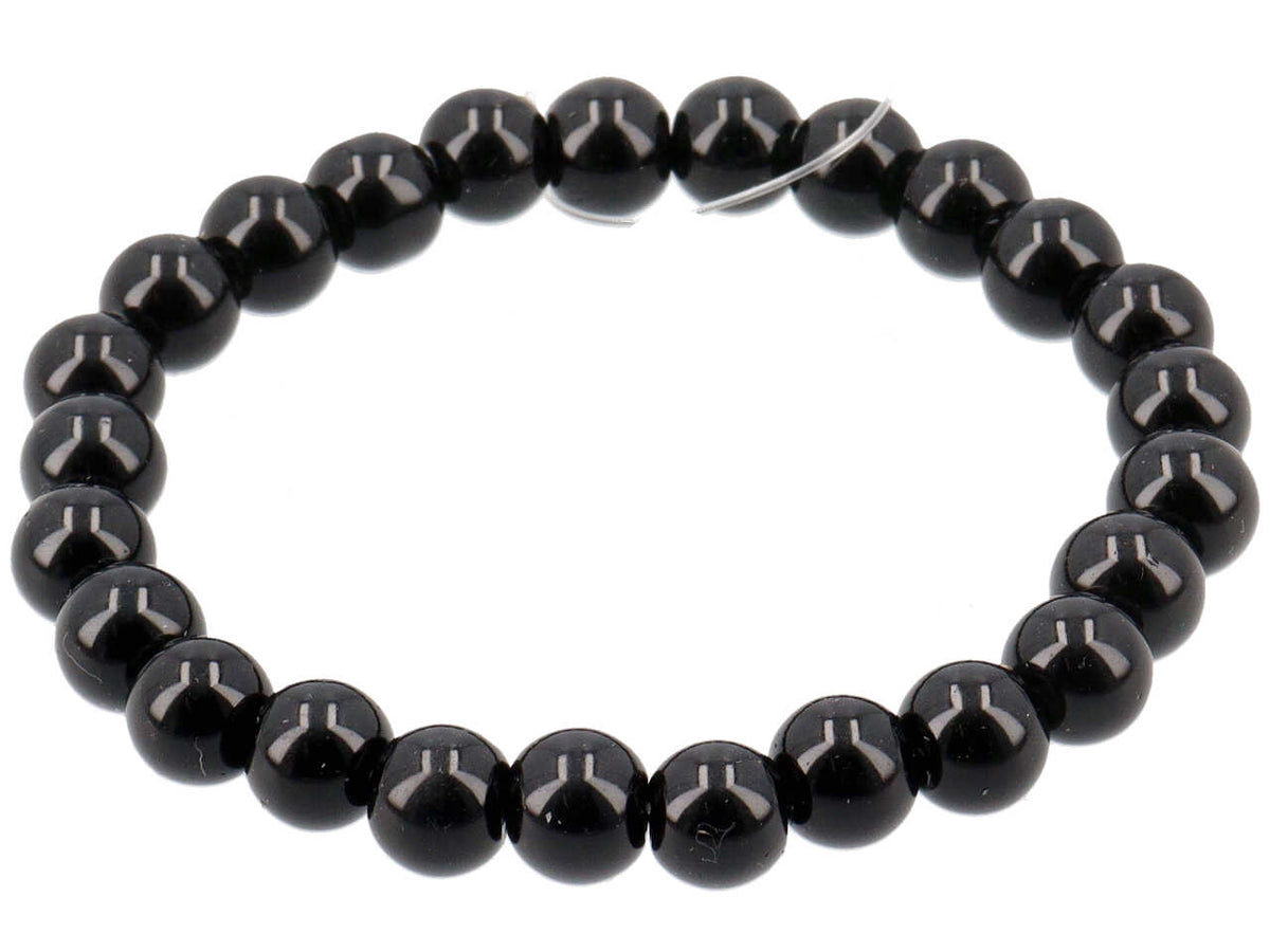 Bracciale elastico con perle nere 8mm