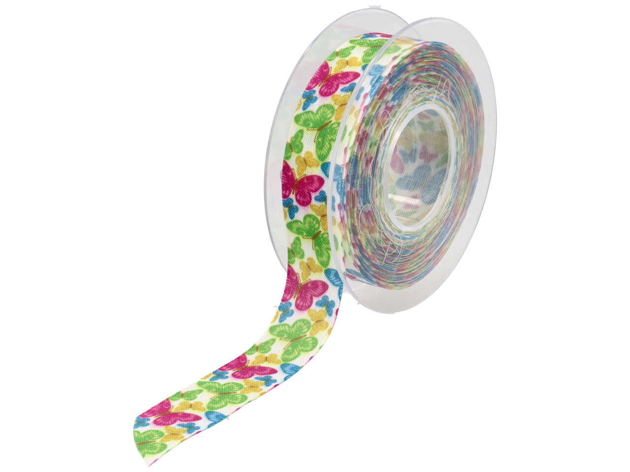 Nastro henry farfalle colorate 25mmx15mt bianco