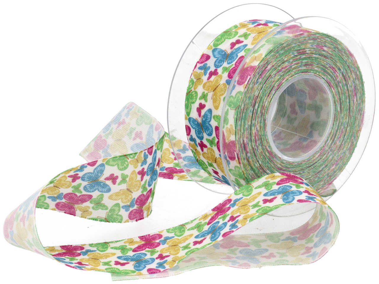 Nastro henry farfalle colorate 40mmx15mt bianco