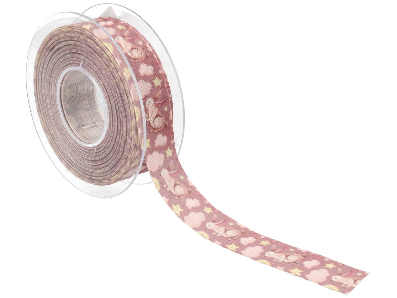 Nastro henry coniglietta rosa 25mmx15mt panna
