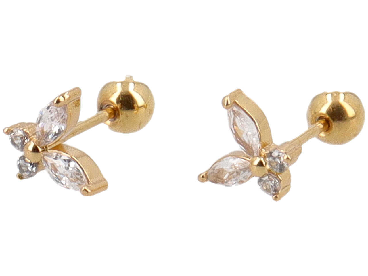 Orecchino piercing farfalla crystal oro