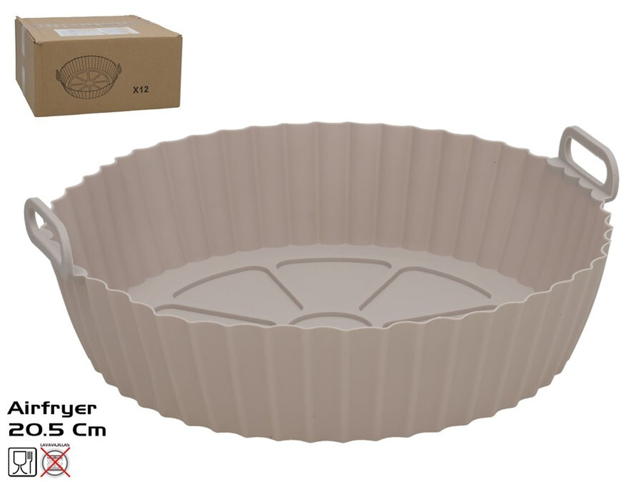 Vassoio in silicone tondo per friggitrice ad aria 20,5x6,5cm grigio