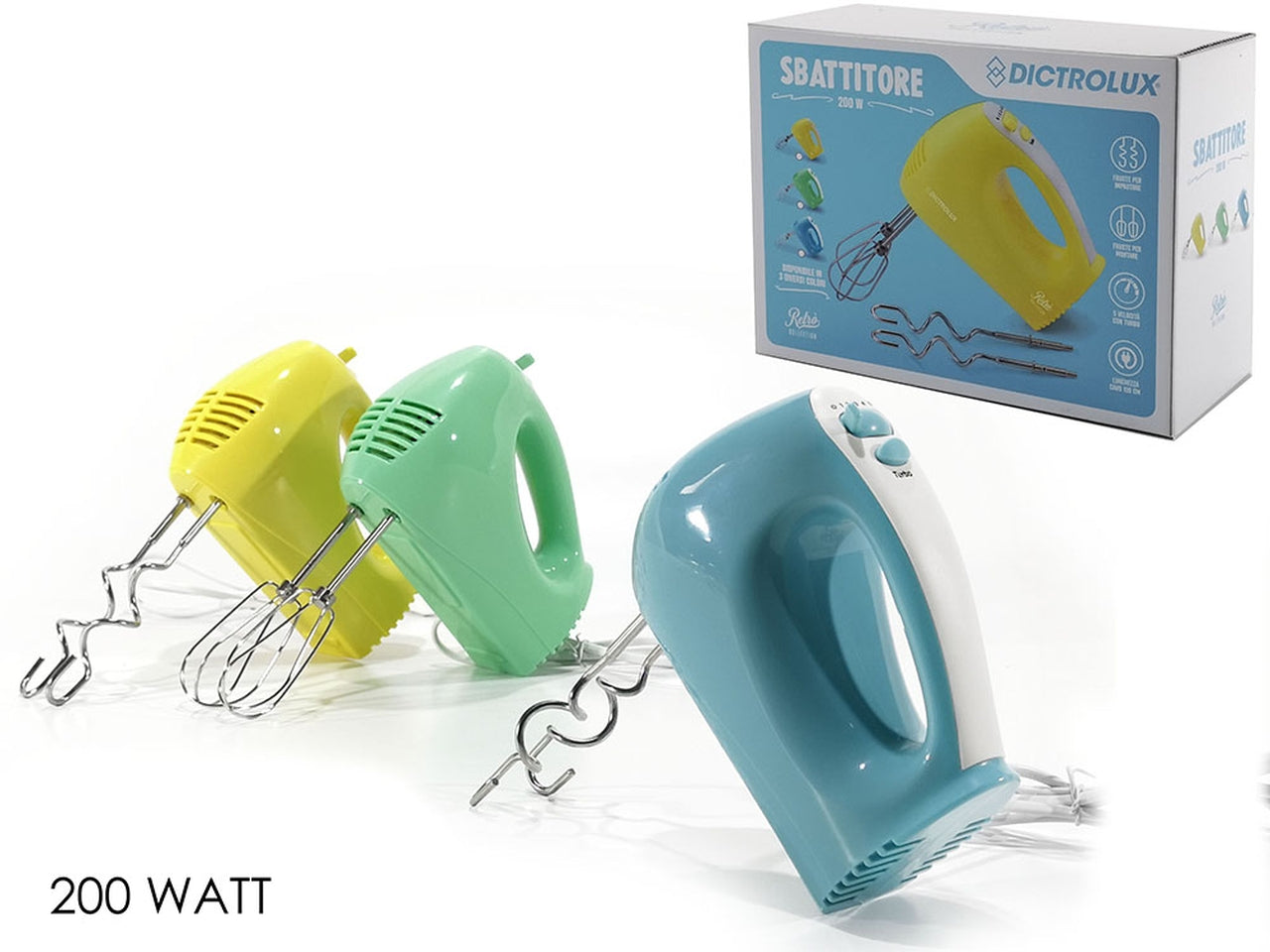 Sbattitore 200w 5 velocita' in 3 assortimenti