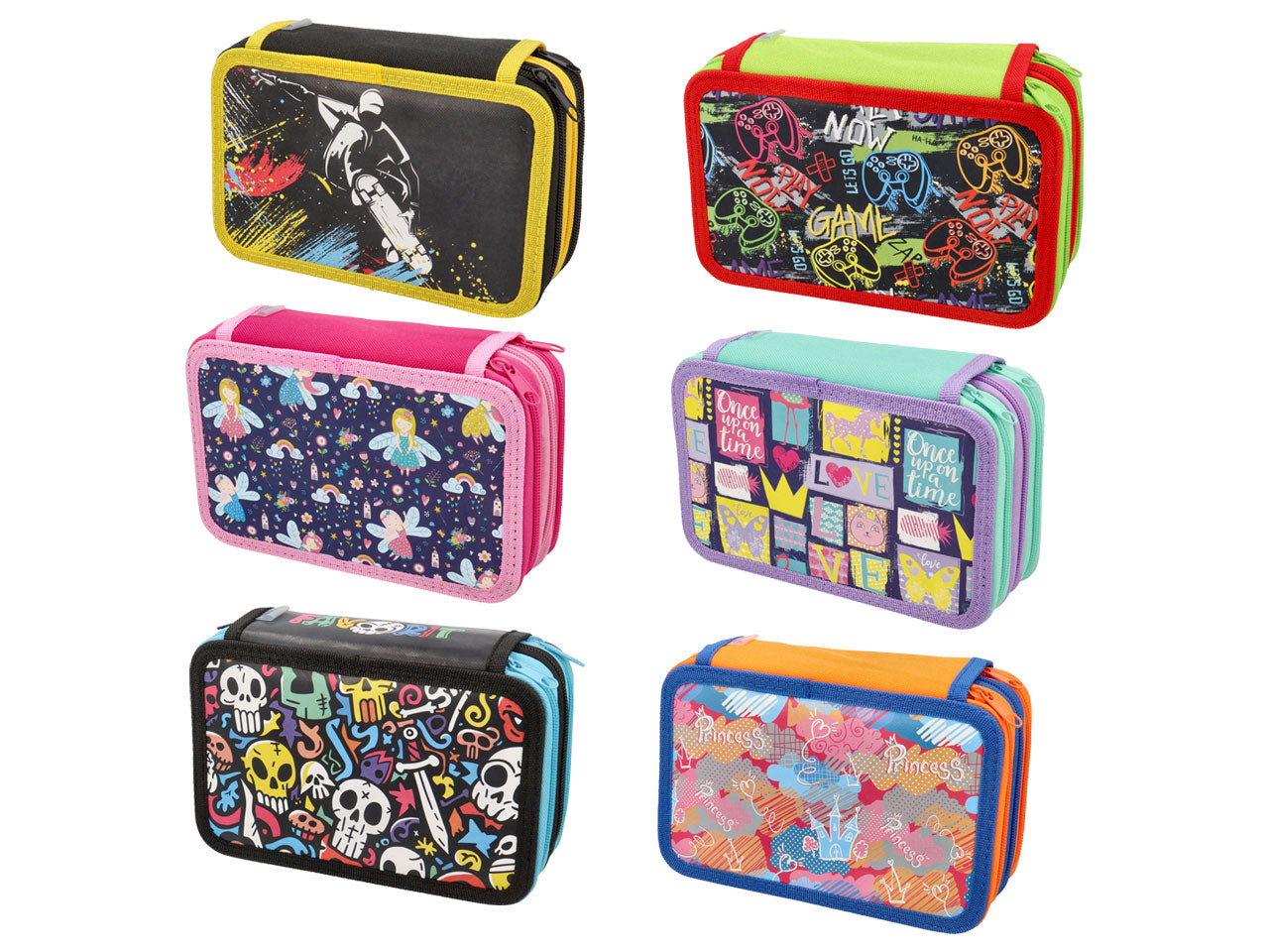 Astuccio 3zip fantasy con 12 pastelli e 18 pennarelli