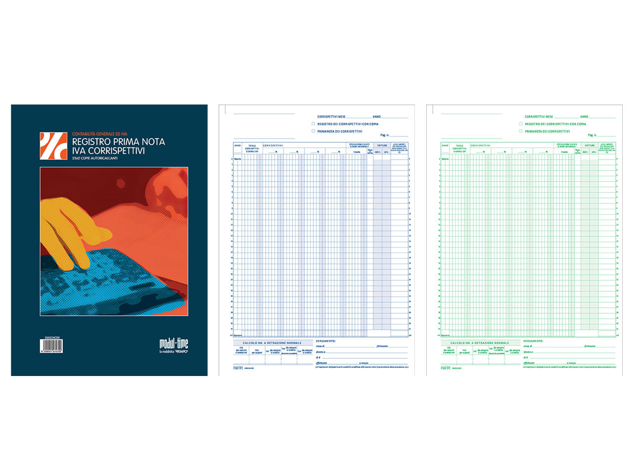 Registro prima nota iva corrispettivi 25x2 copie autoricalcante 29,7x21cm