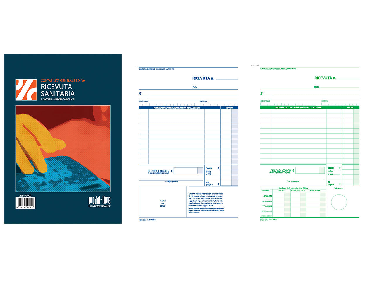 Ricevuta sanitaria 50x2 copie autoricalcante 21,5x14,8cm