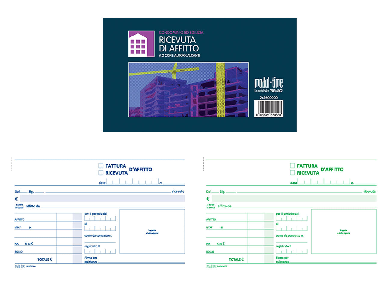 Ricevuta d'affitto 50x2 copie autoricalcante 9,9x17cm