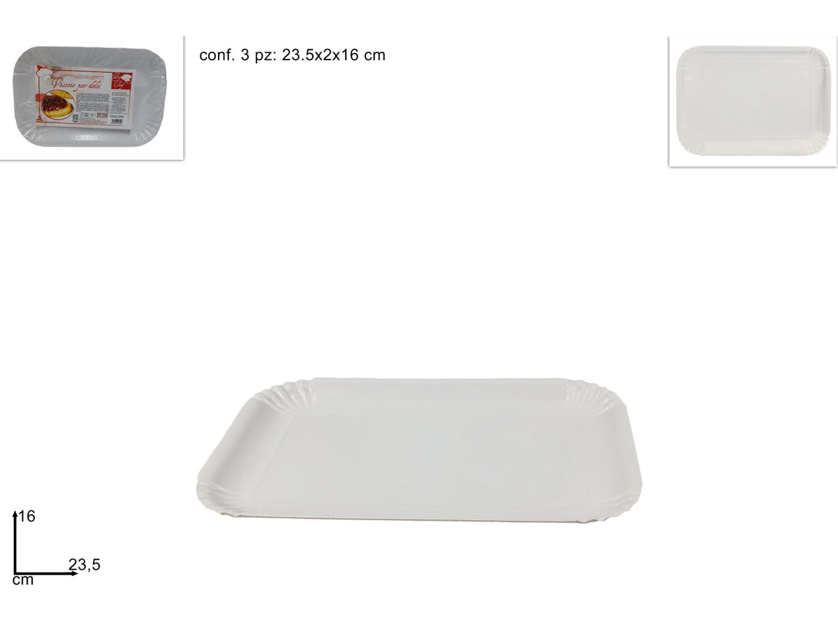 Set di 3 vassoi bianchi 16x23,5cm