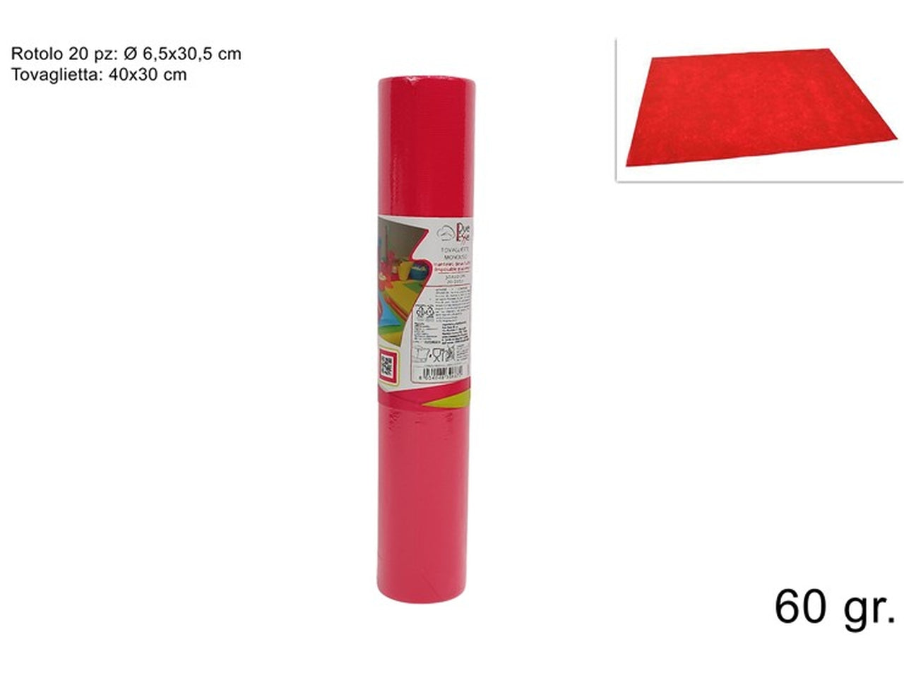 Tovagliette runner in tnt da 20 strappi 30x40cm rosso