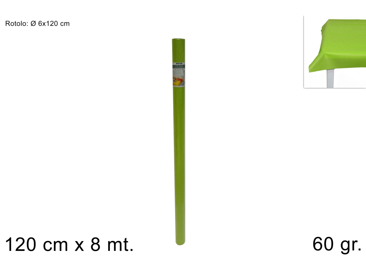 Tovaglia a rotolo in tnt 120cmx8mt 60gr verde chiaro