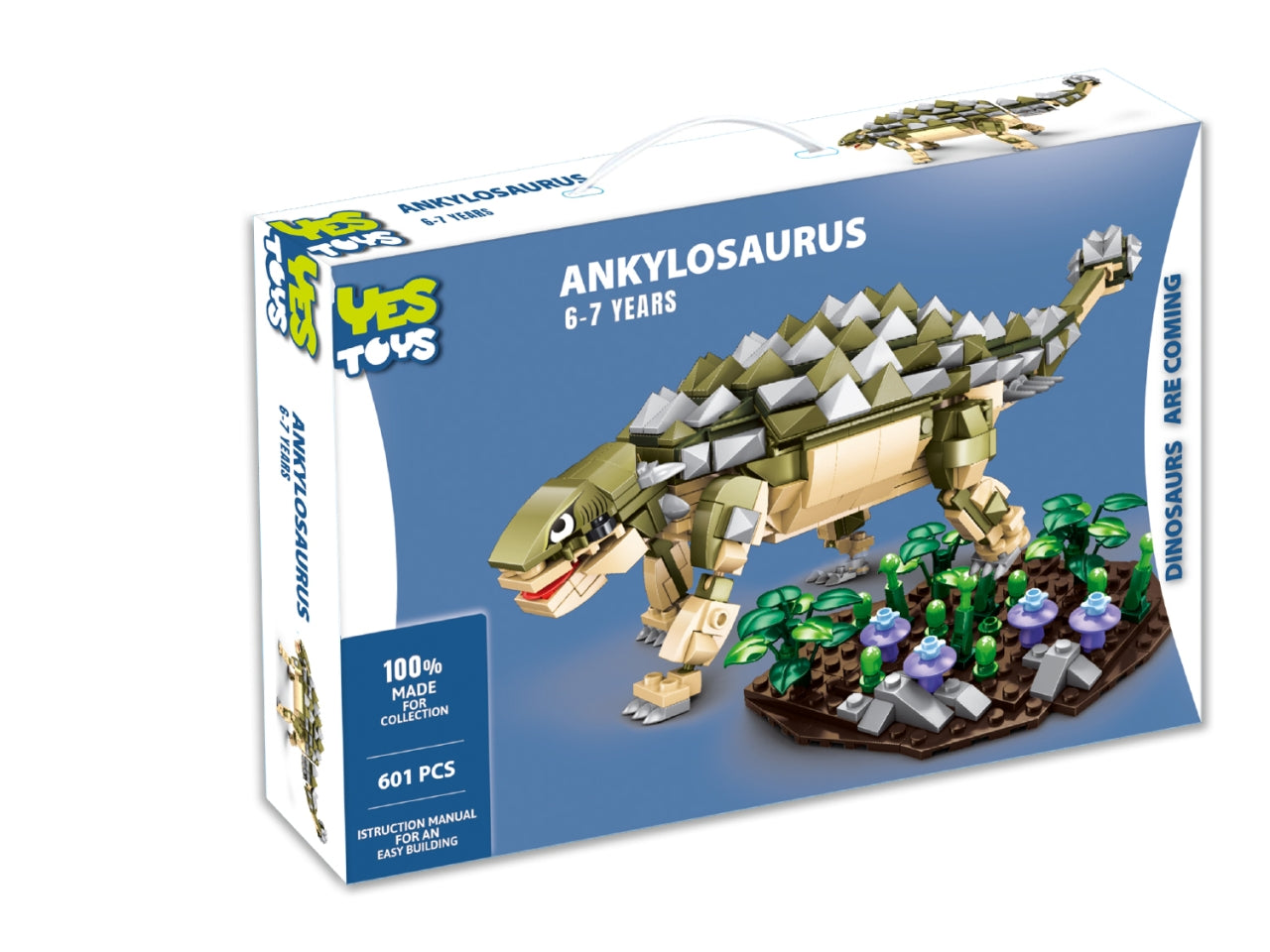 Yes toys dinosauro ankylosaurus da costruire da 601 pezzi