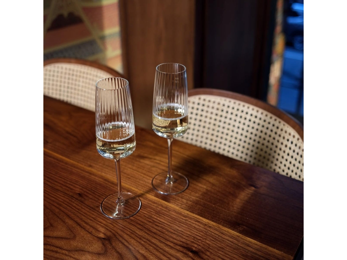 Exclusiva prosecco 6 bicchieri in vetro rigato 25,5cl 6,8xh.22,5cm