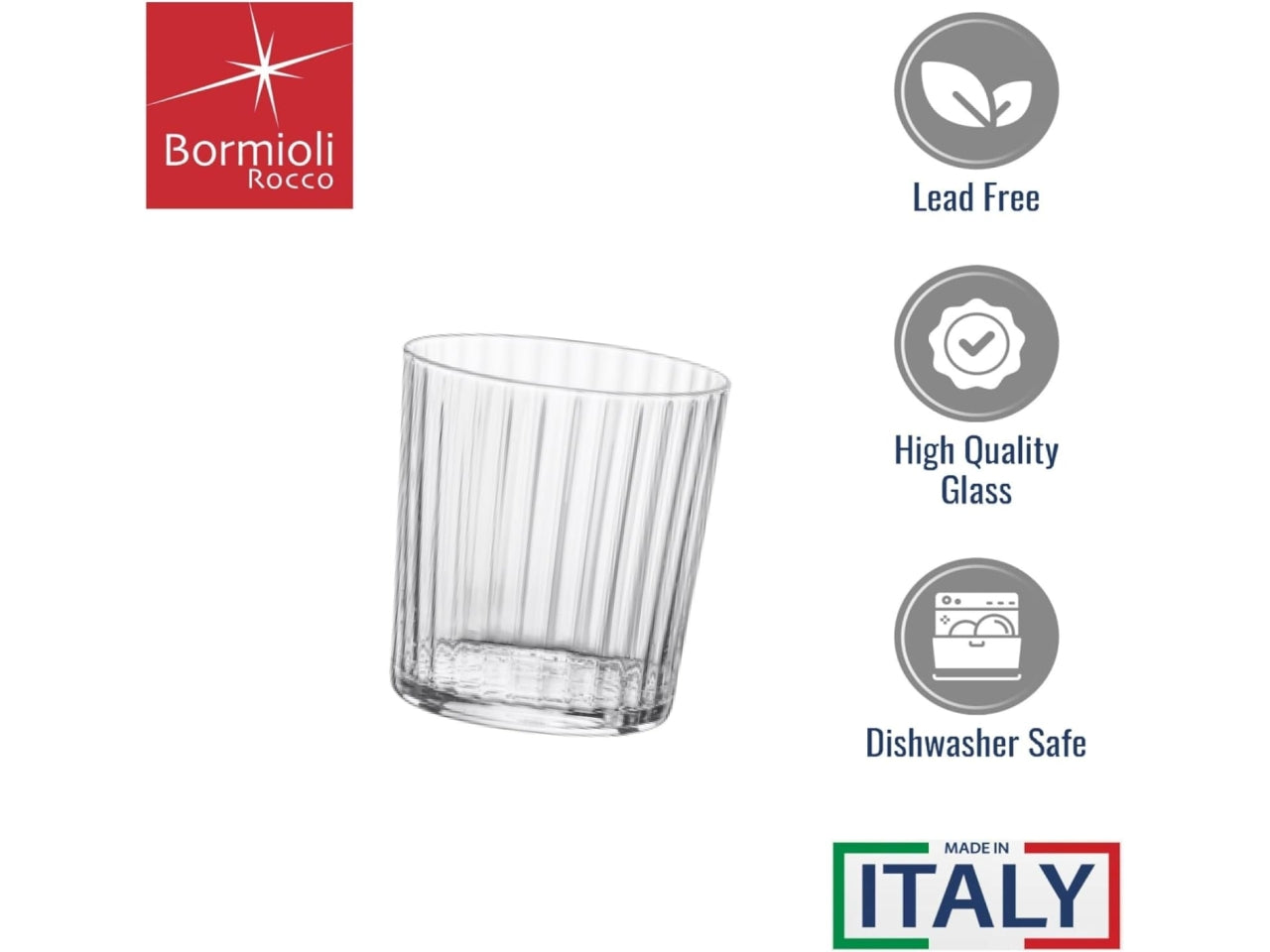 Exclusiva negroni 12 bicchieri in vetro rigato 35,5cl 8,5xh.8,95cm